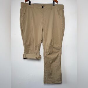 Prana Khaki Women's Halle Climbing Pant Plus Size 22W Rolled Snap Hem Outdoor